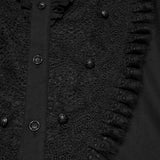 Mourning Star Men's Gothic Shirt with Ruffled Collar in Black