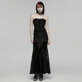Crimson Elegy Women's Gothic Corset with Lacing in Black