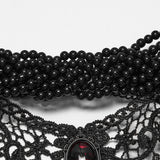 Berenice Beaded Lace Choker Necklace in Black & Red