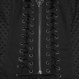 Hellebore Women's Gothic Top with Corset Lacing in Twill Fabric, Mesh in Black