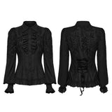 Dead Calm Women's Gothic Blouse with Embroidery in Black