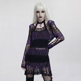 Styx Noir Women's Gothic pullover sweater in Black & Violet