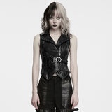 Lilith Studded Faux Leather Zipped Waistcoat