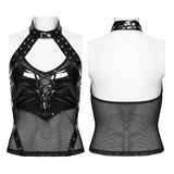 Augury Women's Gothic Patent Top with Mesh in Black