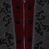 Silentium Men's Gothic Brocade Pattern Waistcoat in Red & Black