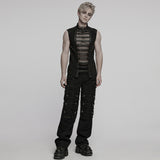 Cenotaph Gothic Fishnet Faux Leather Sleeveless Vest Men's
