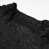 Heathcliff Men's Gothic Jacquard Ruffle Shirt in Black