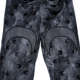 Mircalla Women's Gothic Printed Flare Pants with Crescent Cutouts in Grey
