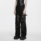 Morrigan Gothic Faux Leather Details Baggy Wide Leg Trousers