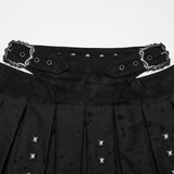 Ossuary Punk Studded Pleated Mini Skirt