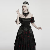 Berenice Beaded Lace Choker Necklace in Black & Red