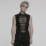 Cenotaph Gothic Fishnet Faux Leather Sleeveless Vest Men's