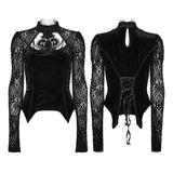 Eleonora Women's Gothic Top with Lace Sleeves in Black