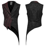 Tristan Men's Gothic Asymmetrical Tailcoat Vest in Black & Red