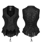 Caliban Women's Gothic Waistcoat with Beading in Black