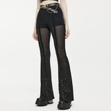 Augure Gothic Sheer Embellished Flared Pants