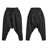 Amor Fati Men's Cyberpunk Cropped Drop-Crotch Trousers in Grey