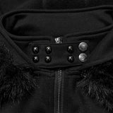 Porphyria Women's Gothic Hoodie with Faux Fur in Black