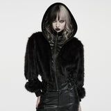 Perigee Women's Punk Faux Fur Faux Leather Coat in Black