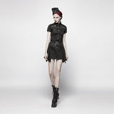 Lilith Punk Cotton Strapped Epaulette Military Shirt