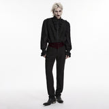 Enkidu Men's Gothic Embroidered Trousers in Black & Red