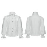 Outcast Victorian Gothic White Jacquard Ruffle Cuff Shirt Men's
