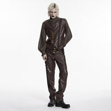 Vigil Men's Gothic Faux Leather Cyberpunk pants in Coffee