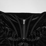 Wormwood Bat Print and Faux Fur Gothic Flared  Trousers