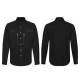 Carmilla Men's Gothic Shirt with Studded Shoulders in Black