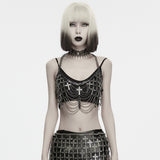 Nixie Women's Gothic Midnight Cross Layered Body Chain in Tarnished Bronze