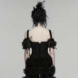 Dead Calm Women's Gothic Corset with Removable Lace in Black