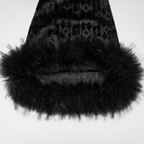 Wormwood Bat Print and Faux Fur Gothic Flared  Trousers
