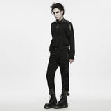 Spire Men's Gothic T-shirt with Studded Shoulders in Black
