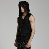 Tincture Men's Punk Hooded Sleeveless Top in Black