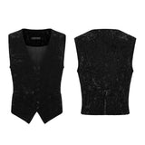 Jackdaw Men's Gothic Velvet Waistcoat in Black
