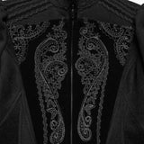 Weird Sisters Women's Gothic Vintage Court Appliqué Coat in Black