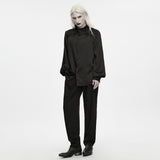 Hex Men's Gothic Lace Satin Shirt in Black