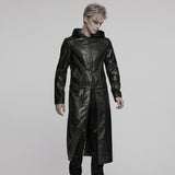 Brackish Punk Faux Leather Hooded Coat Men's