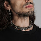 Angitia Gothic Vertebrae Bone Silver Choker Necklace Men's