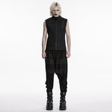 Harrow Men's Gothic Zipped Sleeveless Jacket in Black
