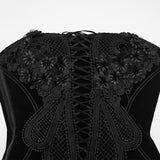Crimson Elegy Women's Gothic Corset with Lacing in Black