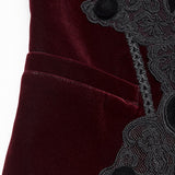 Silentium Men's Gothic Brocade Pattern Waistcoat in Red & Black