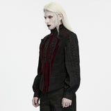 Mordred Men's Gothic Embossed Appliqué Zipped Vest in Black & Red