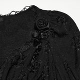 Augury Women's Gothic Blouse with Lace Fabric in Black