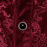 Antipathy Gothic Embossed Velvet Baroque Red Shirt Men's