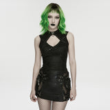 Dusk Rite Women's Gothic Top with Studded Details in Black
