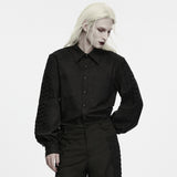Hospitaller Men's Gothic Shirt with Lace Detail in Black