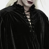 Hawthorn Men's Gothic Velvet Lace-Up Shirt in Black