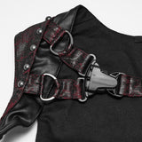 Libitina Women's Gothic Harness with Studded Straps in Black & Red