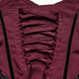 Crepuscule Women's Gothic Dress with Corset Lacing in Red & Black
